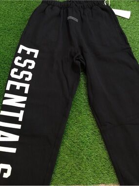Fear of God Black Sweatpants with White Side ESSENTIALS Logo